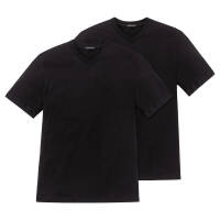 Schiesser American T-Shirt V-Ausschnitt - 008151 - 2er Pack (L  Schwarz)