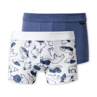 Schiesser - Kids Boys - Feinripp Organic Cotton - Shorts / Pants - 2er Pack (116  Blau gemustert)
