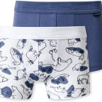 Schiesser - Kids Boys - Feinripp Organic Cotton - Shorts / Pants - 2er Pack (116  Blau gemustert)