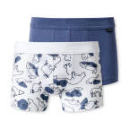 Schiesser - Kids Boys - Feinripp Organic Cotton - Shorts / Pants - 2er Pack (128  Blau gemustert)