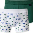 Schiesser - Kids Boys - Feinripp Organic Cotton - Shorts / Pants - 2er Pack (128  Grün gemustert)