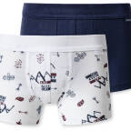 Schiesser - Kids Boys - Feinripp Organic Cotton - Shorts / Pants - 2er Pack (140  Dunkelblau gemustert)