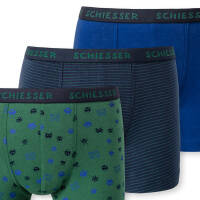 Schiesser - Kids Boys - 95/5 Organic Cotton - Shorts / Pants - 3er Pack (92  Grün/Blau gemustert)