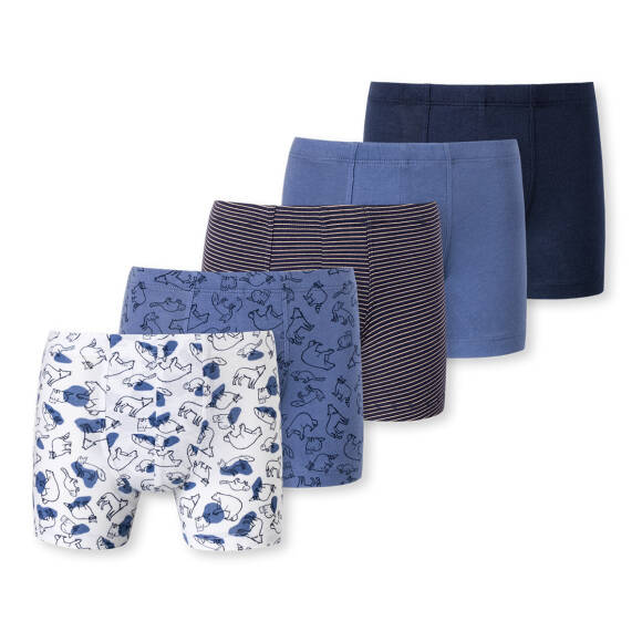 Schiesser - Kids Boys -95/5 Organic Cotton - Shorts / Pants - 5er Pack (98  Blau gemustert)