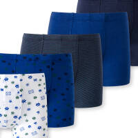 Schiesser - Kids Boys -95/5 Organic Cotton - Shorts / Pants - 5er Pack (128  Blau/Grau gemustert)
