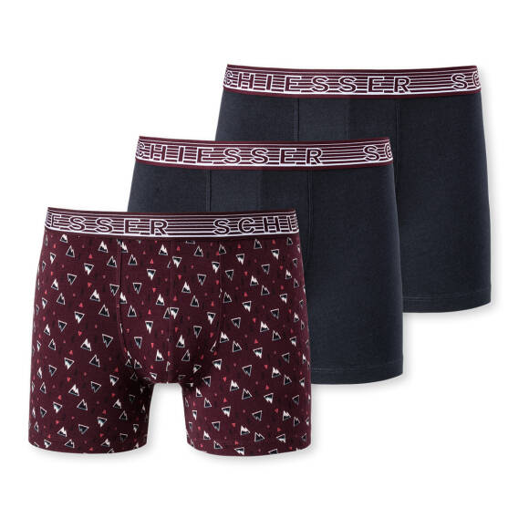 Schiesser - Teens Boys - 95/5 Organic Cotton - Shorts / Pants - 3er Pack (140  Rot/Blau gemustert)