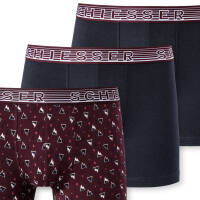 Schiesser - Teens Boys - 95/5 Organic Cotton - Shorts / Pants - 3er Pack (152  Rot/Blau gemustert)