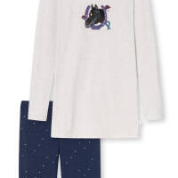 Schiesser - Kids Girls - Horse World Organic Cotton - Schlafanzug Langarm (116  Beige-Melange)