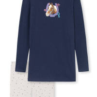Schiesser - Kids Girls - Horse World Organic Cotton - Schlafanzug Langarm (128  Dunkelblau)