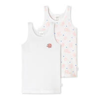 Schiesser - Kids Girls - Feinripp Organic Cotton - Unterhemd - 2er Pack (116  Weiß gemustert)