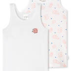 Schiesser - Kids Girls - Feinripp Organic Cotton - Unterhemd - 2er Pack (128  Weiß gemustert)