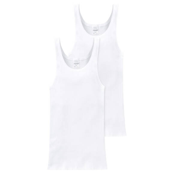 Schiesser Cotton Essentials Doppelripp Unterhemd - 205172 - 2er Pack (8  Weiß)