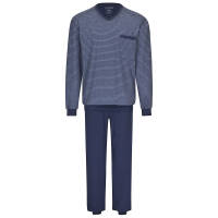 AMMANN - Schlafanzug mit V-Ausschnitt - lang (56  Blau)
