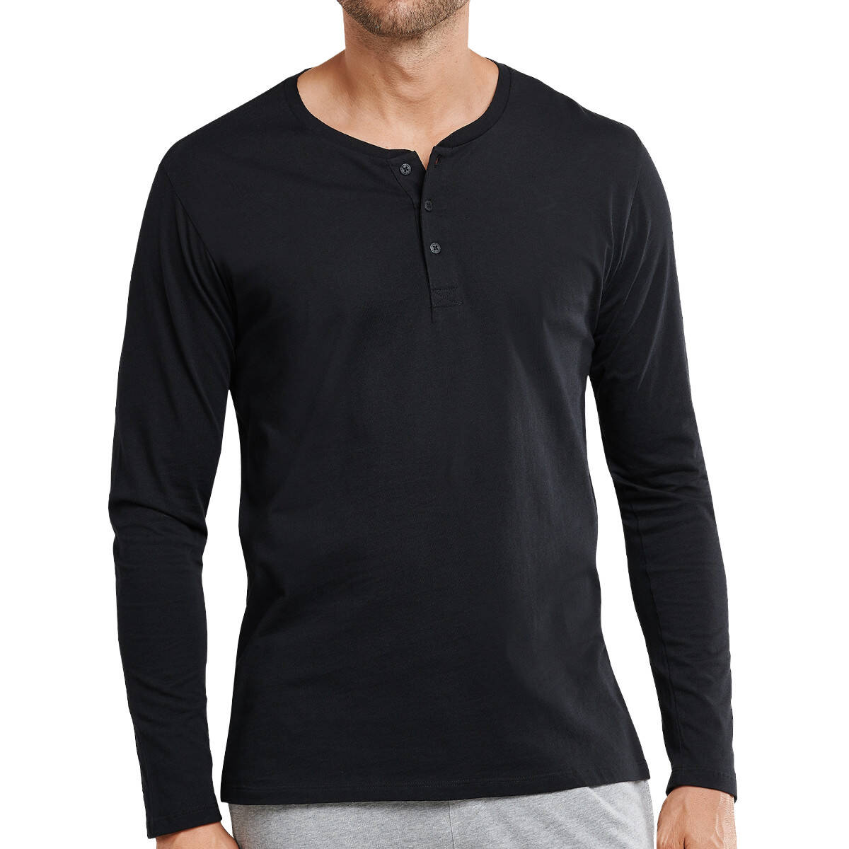Schiesser - Mix & Relax Basic - Schlafanzug Shirt langarm mit Knopfle,  34,95 €