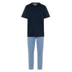 Seidensticker - Herren Schlafanzug lang - Single Jersey - kurzarm (48  Blau)