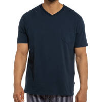 Ammann - Organic Cotton - Mix & Match - Schlafanzug-Shirt mit V-Ausschnitt kurzarm (XL  Dunkelblau)