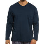 Ammann - Organic Cotton - Mix & Match - Schlafanzug-Shirt mit V-Ausschnitt langarm (XL  Dunkelblau)