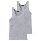 Schiesser Cotton Essentials Authentic Unterhemd -103401 - 2er Pack (4  Grau-melange)