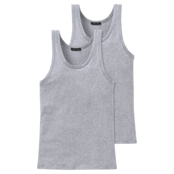 Schiesser Cotton Essentials Authentic Unterhemd -103401 - 2er Pack (7  Grau-melange)