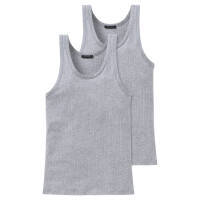 Schiesser Cotton Essentials Authentic Unterhemd -103401 - 2er Pack (8  Grau-melange)