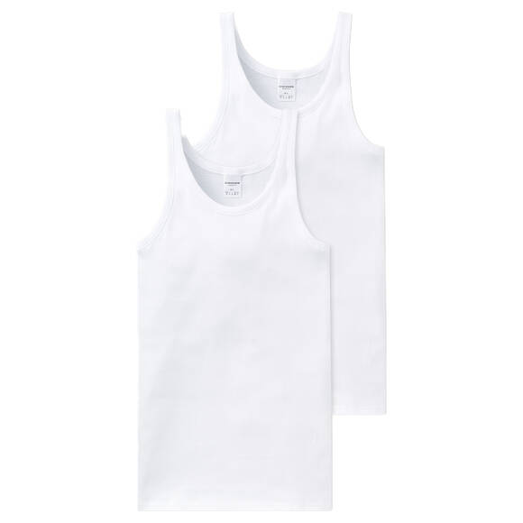 Schiesser Cotton Essentials Feinripp Unterhemd - 205144 - 2er Pack (7  Weiß)
